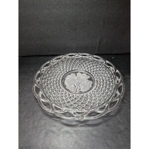 Imperial Glass Laced Rim Frosted Intaglio Rose Diamond Platter, Serving‎ Tray